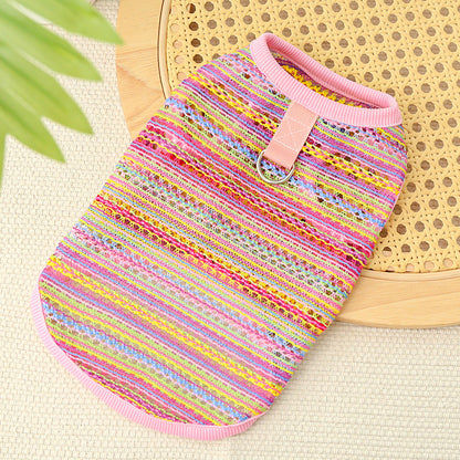 Summer Breeze Striped Pet Harness Shirt