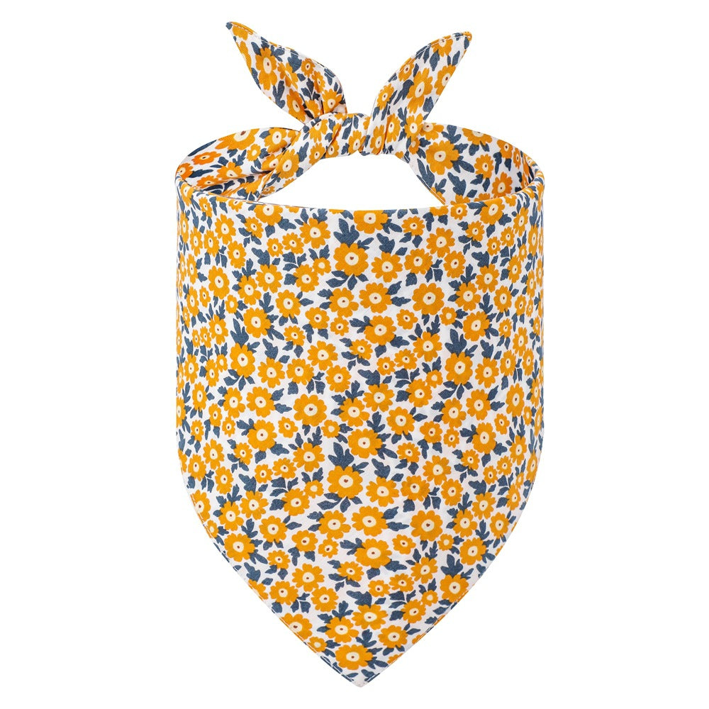 Cotton Floral Dog Bandanas, Pet Triangle Scarf Bibs for Puppy