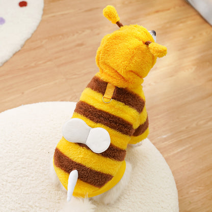 Cute Fluffy Bee Pet Costume - Warm Fleece Dog/Cat Outfit