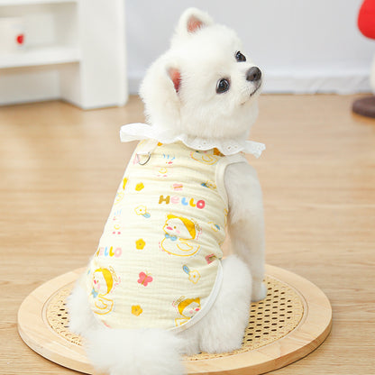 Lightweight Cute Pet Clothes Lace Collar Cartoon Vest