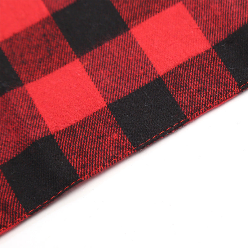 Double Layer Plaid Dog Bandana, Classic Check Pet Triangle Bib Scarf