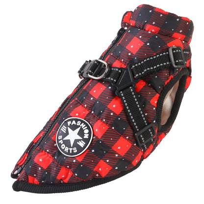 Padded Dog Winter Coat with Built-In Harness