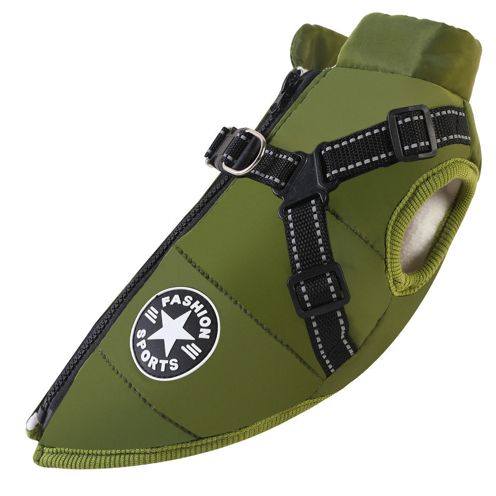 Padded Dog Winter Coat with Built-In Harness