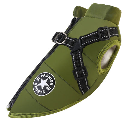 Padded Dog Winter Coat with Built-In Harness