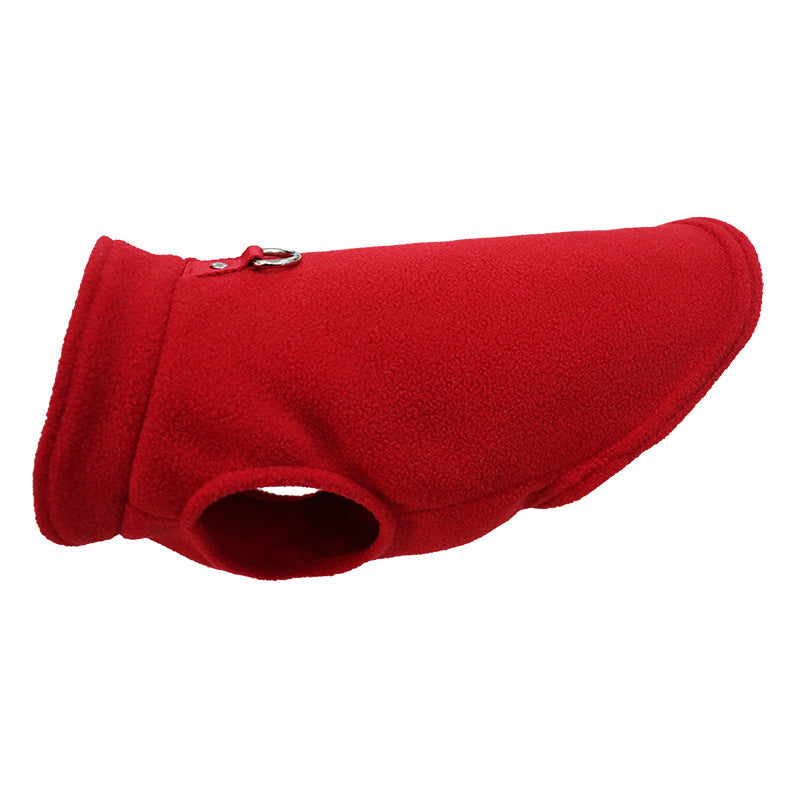 Dog & Cat Solid Color Fleece Vest with Leash Ring