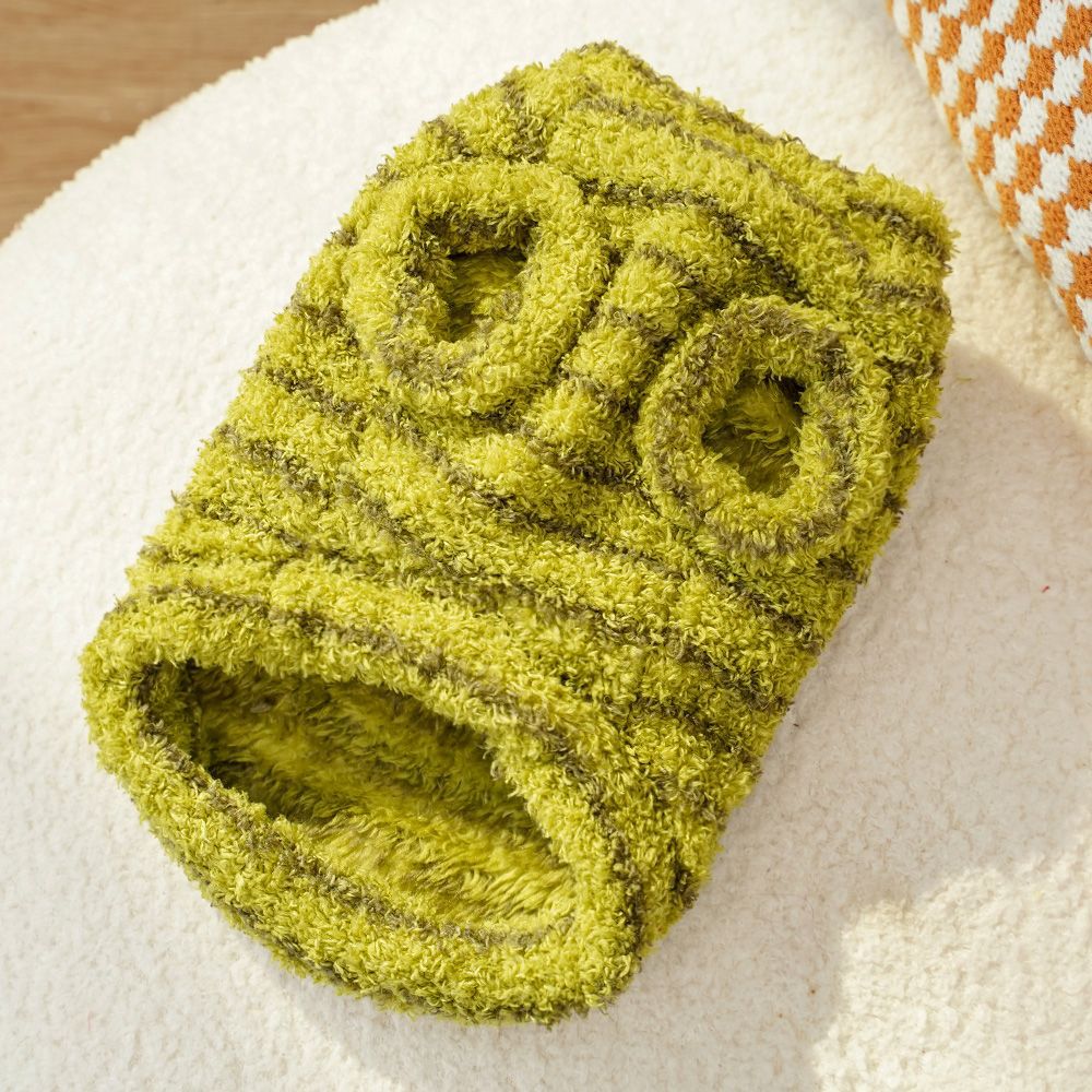 Striped Plush Dog Sweater with D-Ring