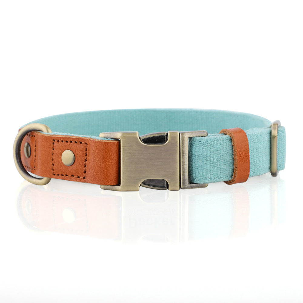 Breathable Natural Hemp Dog Collar, Luxury Leather Spliced Soft Non-Chafing Durable Pet Accessory