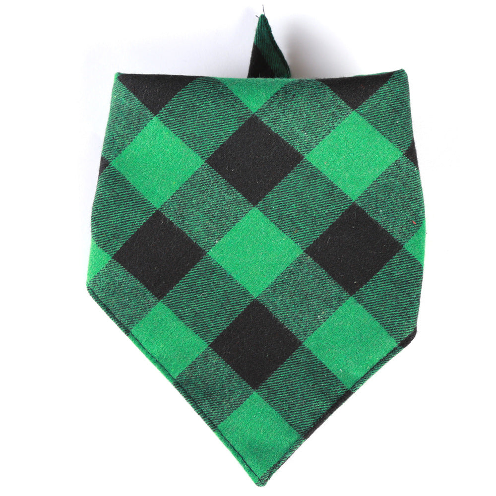 Double Layer Plaid Dog Bandana, Classic Check Pet Triangle Bib Scarf