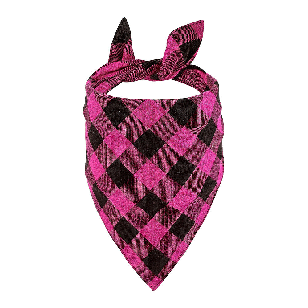 Double Layer Plaid Dog Bandana, Classic Check Pet Triangle Bib Scarf