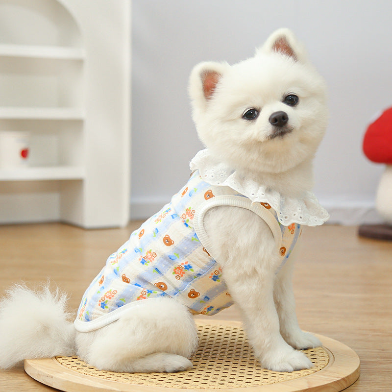 Lightweight Cute Pet Clothes Lace Collar Cartoon Vest
