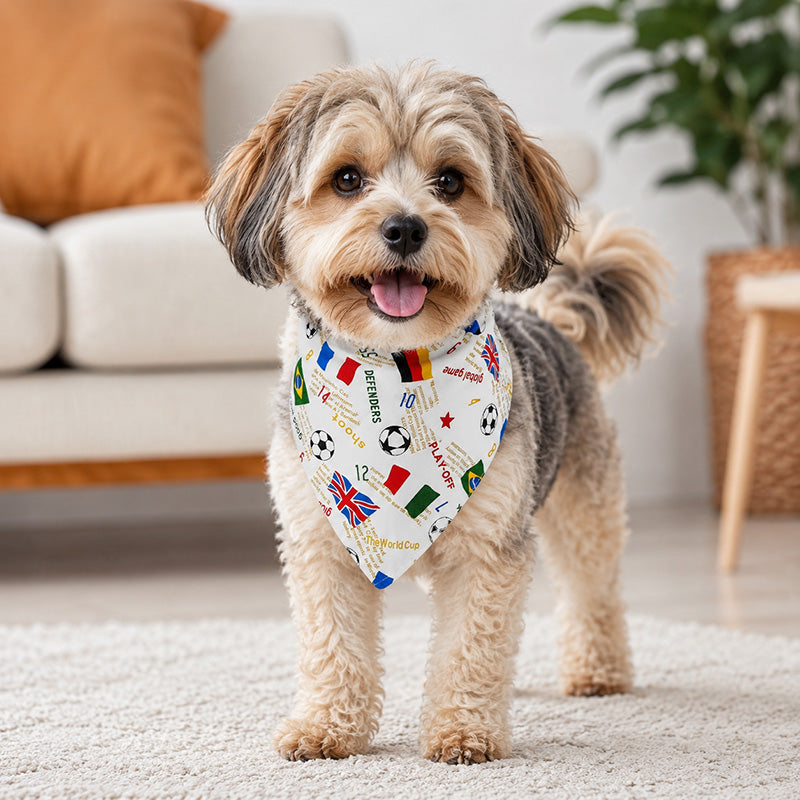 Printed Dog Bandana, Mushroom, Soccer & Sketch Cat Pet Triangle Bib Scarf