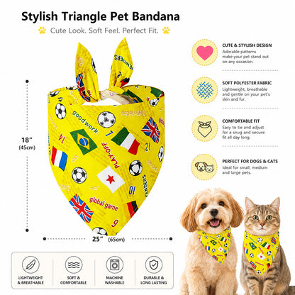 Printed Dog Bandana, Mushroom, Soccer & Sketch Cat Pet Triangle Bib Scarf