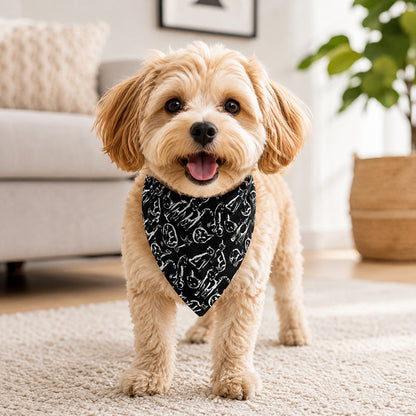 Printed Dog Bandana, Mushroom, Soccer & Sketch Cat Pet Triangle Bib Scarf
