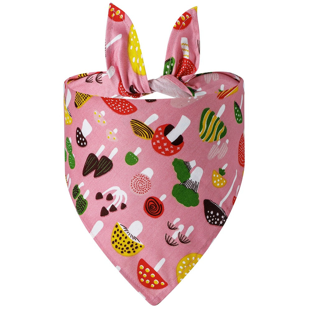 Printed Dog Bandana, Mushroom, Soccer & Sketch Cat Pet Triangle Bib Scarf