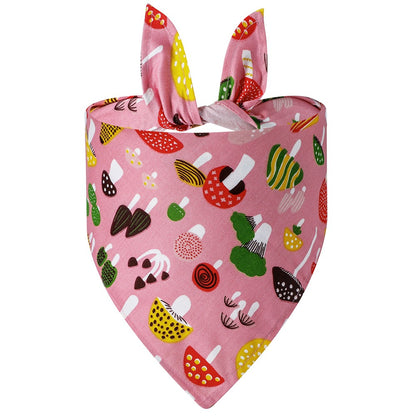 Printed Dog Bandana, Mushroom, Soccer & Sketch Cat Pet Triangle Bib Scarf