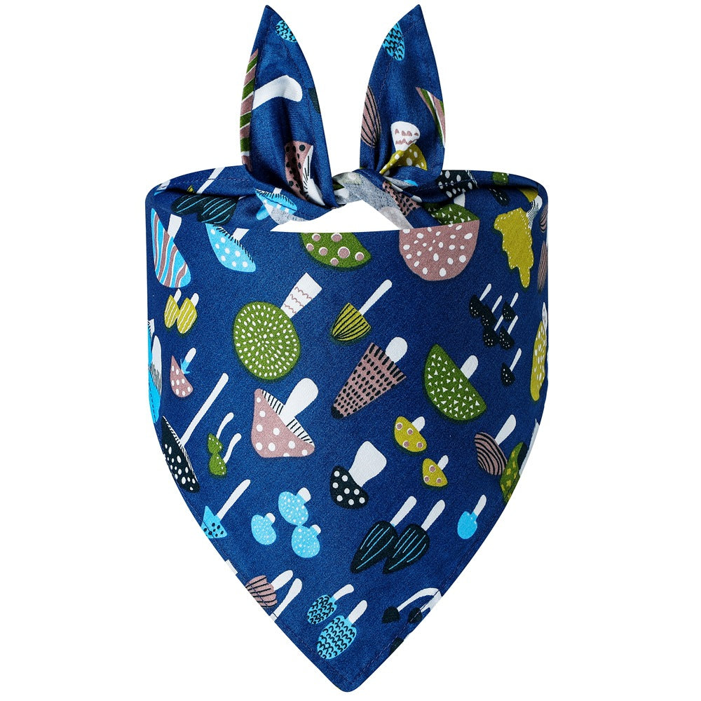 Printed Dog Bandana, Mushroom, Soccer & Sketch Cat Pet Triangle Bib Scarf