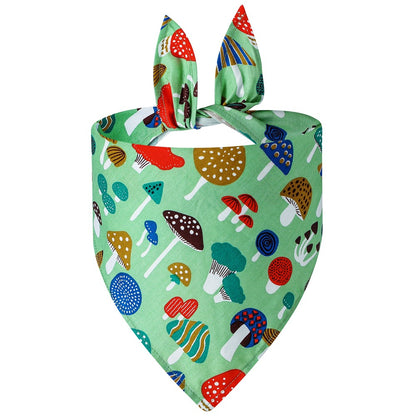 Printed Dog Bandana, Mushroom, Soccer & Sketch Cat Pet Triangle Bib Scarf