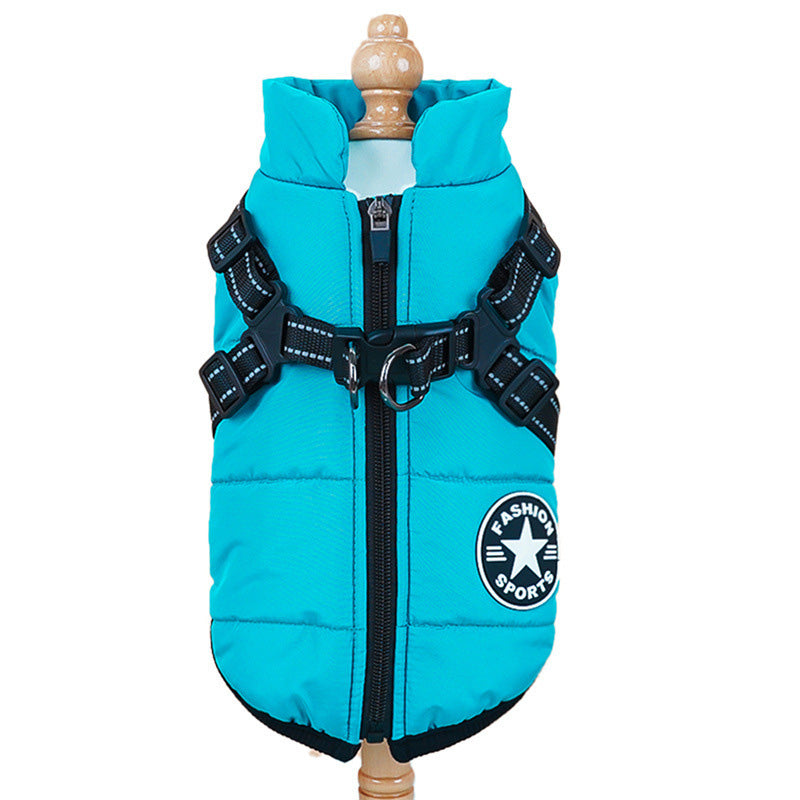 Padded Dog Winter Coat with Built-In Harness