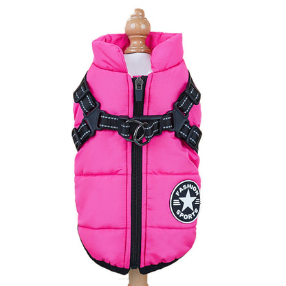 Padded Dog Winter Coat with Built-In Harness