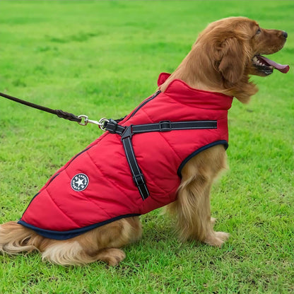 Padded Dog Winter Coat with Built-In Harness