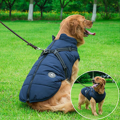 Padded Dog Winter Coat with Built-In Harness