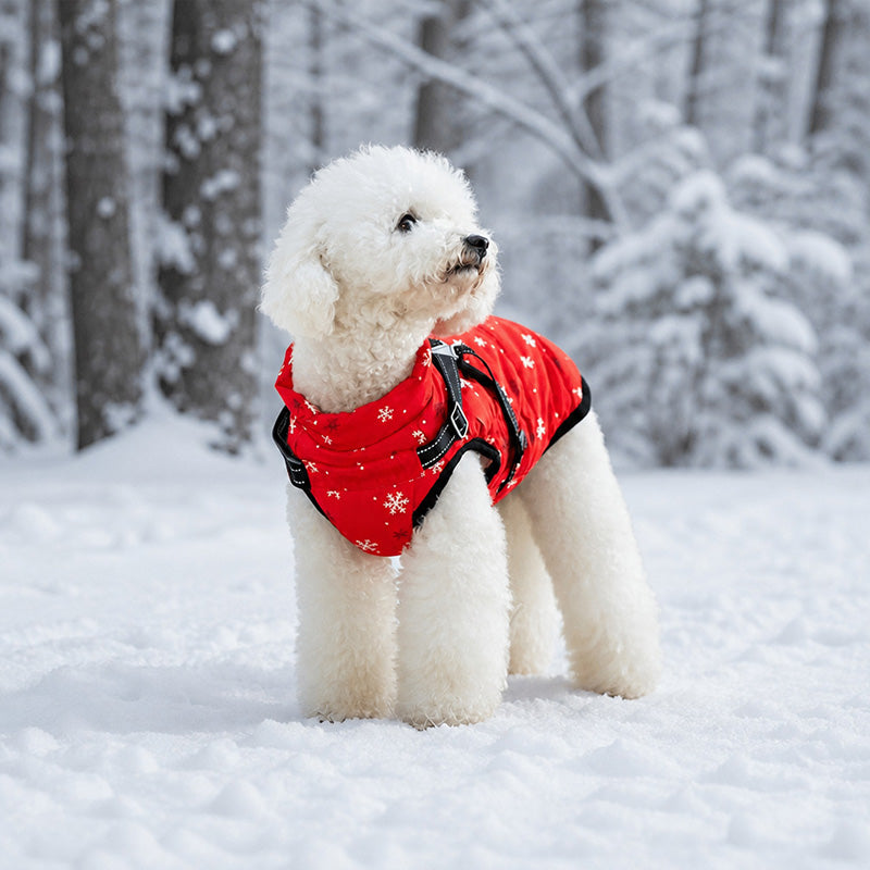 Padded Dog Winter Coat with Built-In Harness