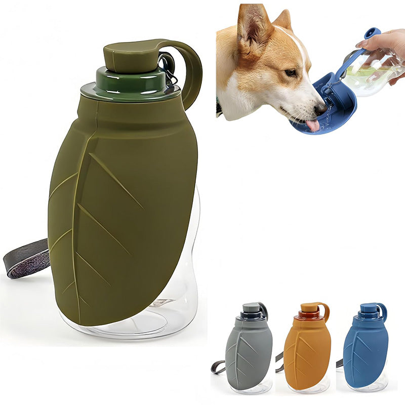 Portable Pet Water Dispenser with Foldable Cup Bowl - 300ml Leakproof Travel Bottle for Dogs & Cats