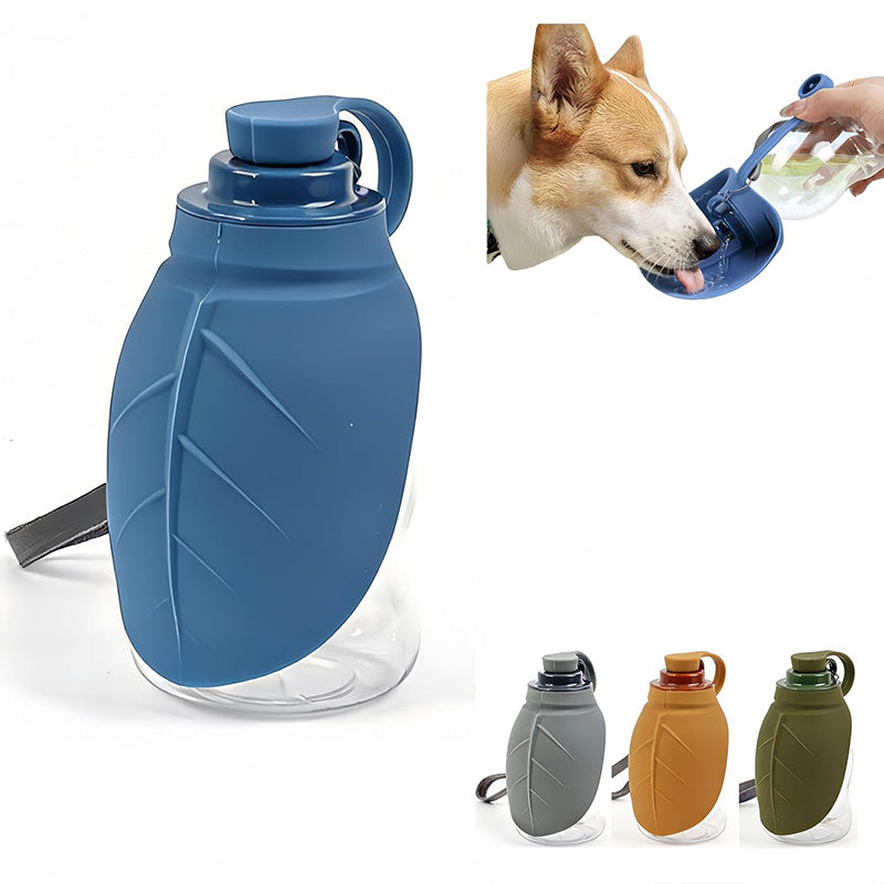 Portable Pet Water Dispenser with Foldable Cup Bowl - 300ml Leakproof Travel Bottle for Dogs & Cats