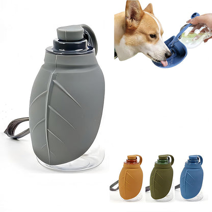Portable Pet Water Dispenser with Foldable Cup Bowl - 300ml Leakproof Travel Bottle for Dogs & Cats