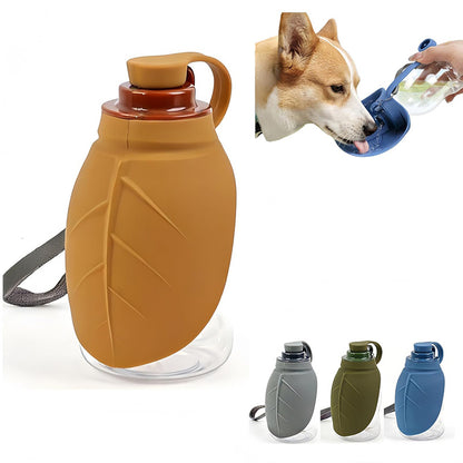 Portable Pet Water Dispenser with Foldable Cup Bowl - 300ml Leakproof Travel Bottle for Dogs & Cats