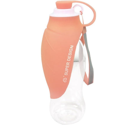 Portable Pet Water Dispenser with Foldable Cup Bowl - 300ml Leakproof Travel Bottle for Dogs & Cats