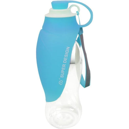 Portable Pet Water Dispenser with Foldable Cup Bowl - 300ml Leakproof Travel Bottle for Dogs & Cats
