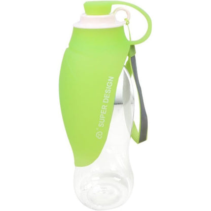 Portable Pet Water Dispenser with Foldable Cup Bowl - 300ml Leakproof Travel Bottle for Dogs & Cats