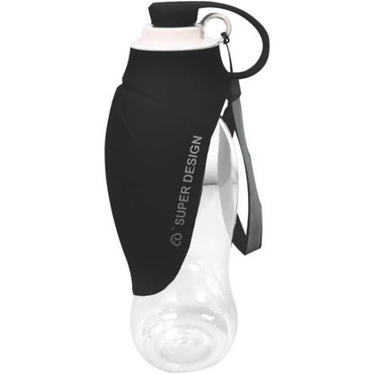 Portable Pet Water Dispenser with Foldable Cup Bowl - 300ml Leakproof Travel Bottle for Dogs & Cats