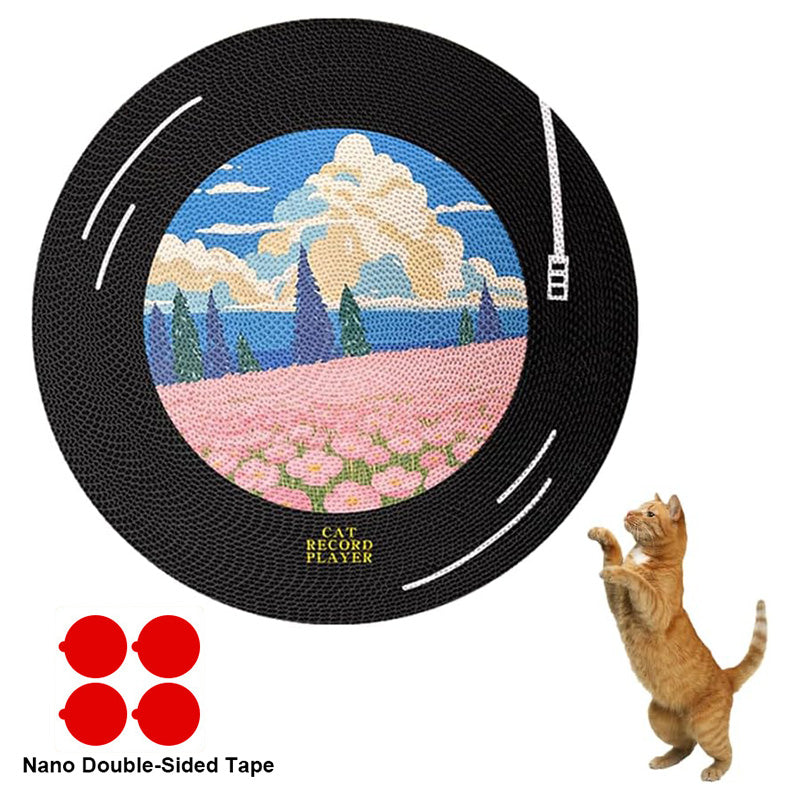 Record-Shaped 360° Rotating Wall-Mounted Cat Scratcher