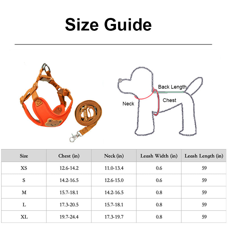 Cute Bear Adjustable Pet Harness with Free Leash