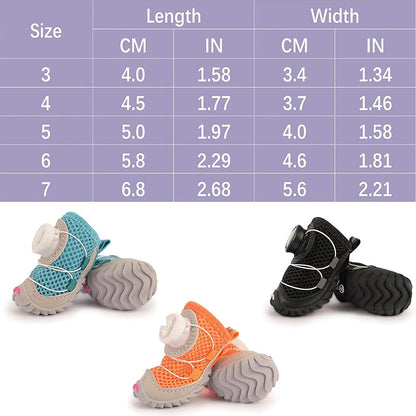 Anti-Slip All-Terrain Dog Shoes with Adjustable Dial - 4-Pack
