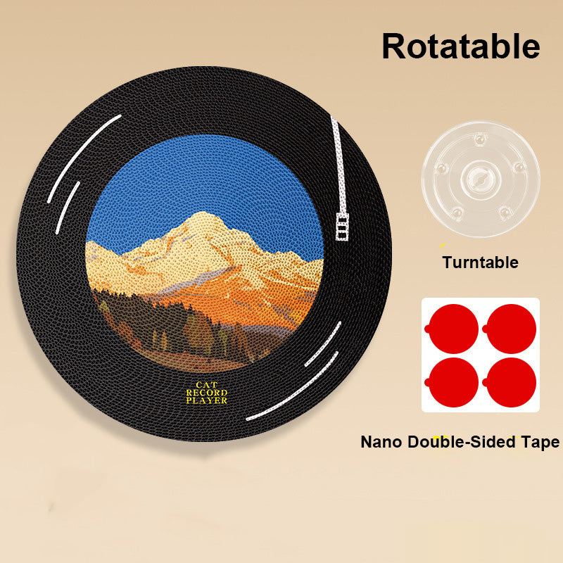 Record-Shaped 360° Rotating Wall-Mounted Cat Scratcher