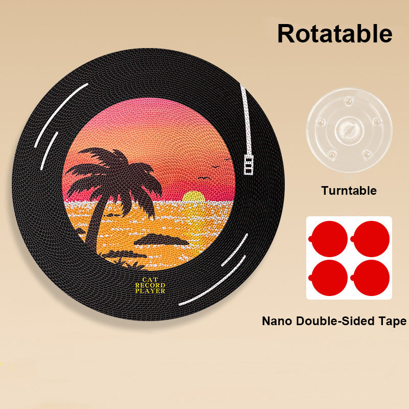 Record-Shaped 360° Rotating Wall-Mounted Cat Scratcher